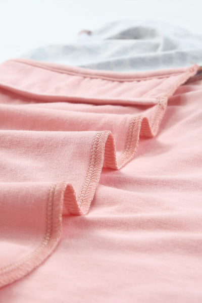 Pink Sequin Leopard Patchwork Short Sleeve Top with Colorblock Detail