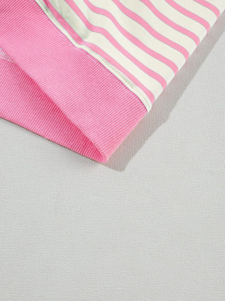 Pink Striped Color Block Oversized Tee