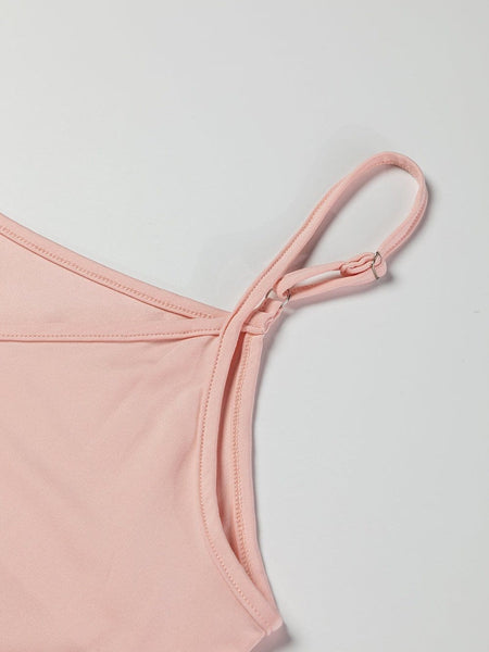 Pink Swiss Dot Mesh Top with Lace Detail
