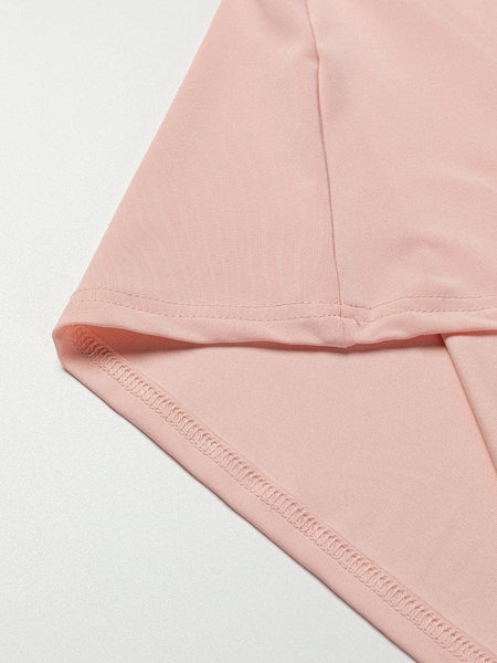 Pink Swiss Dot Mesh Top with Lace Detail