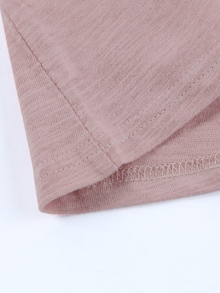Pink U Neck Sleeveless Casual Solid Tank Top
