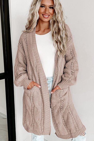 Long Hooded Cardigan with Pockets