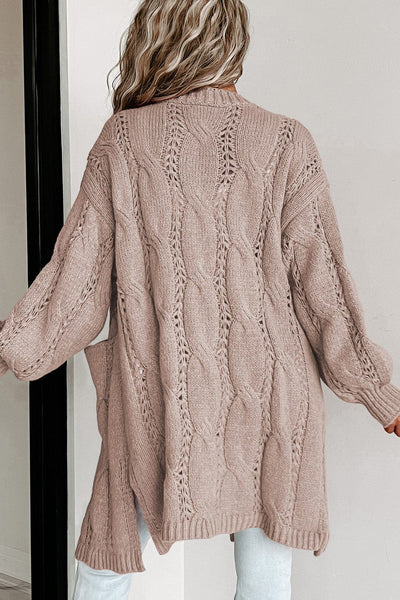 Long Hooded Cardigan with Pockets
