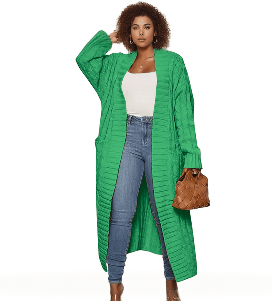 Chunky Knit Long Cardigan Plus Size
