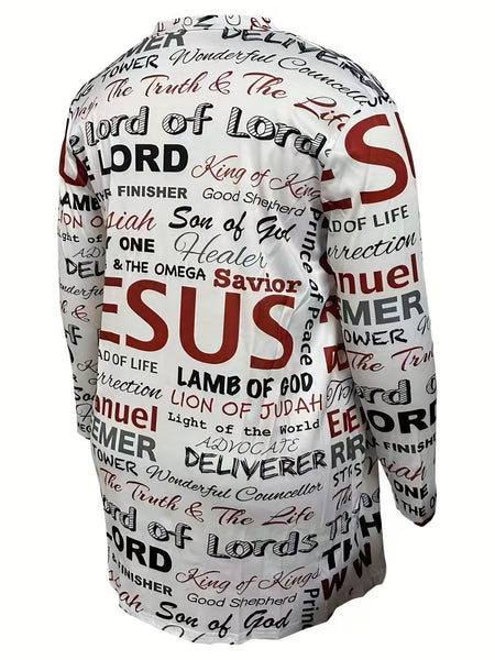 Plus Size Casual Cardigan, Women's Plus Letter Print Long Sleeve Open Front Cardigan