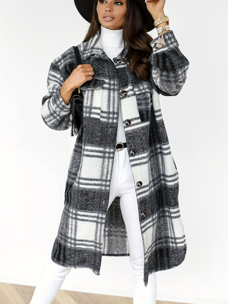 Women's Plus Size Plaid Shacket Jacket in Plus Size Outerwear