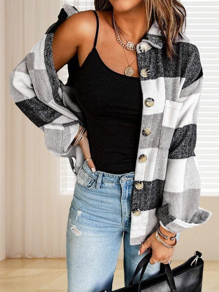 Warm Plaid Overcoat for Plus Size Women