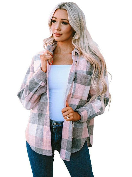 Warm Plaid Overcoat for Plus Size Women