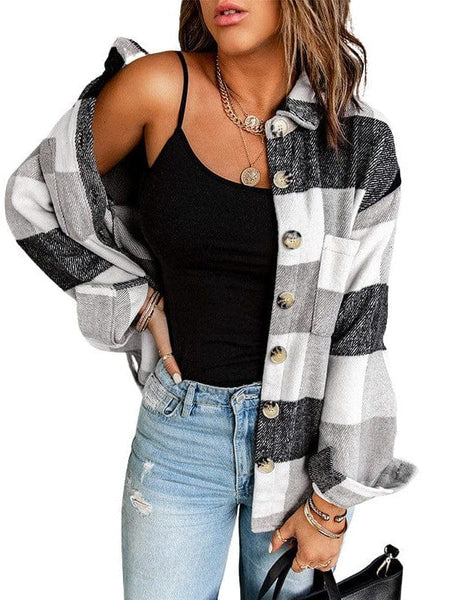 Women's Plus Size Plaid Shacket Jacket in Plus Size Outerwear