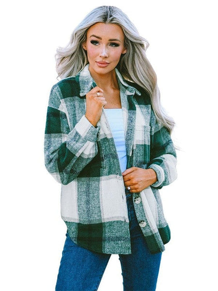 Warm Plaid Overcoat for Plus Size Women