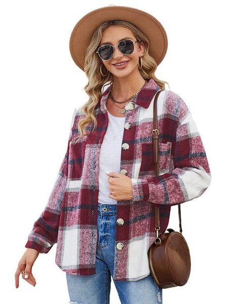 Women's Plus Size Plaid Shacket Jacket in Plus Size Outerwear