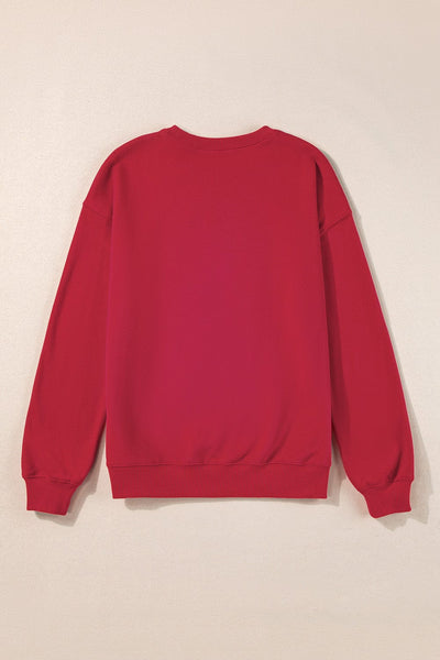 Plus Size Casual Sweatshirt, Women's Plus Ombre & Letter & Heart Print Raglan Sleeve Round Neck Slight Stretch Pullover Sweatshirt