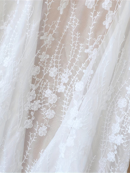 Embroidered White Lace Waterfall Kimono Duster with practical styling and dependable silhouette control.