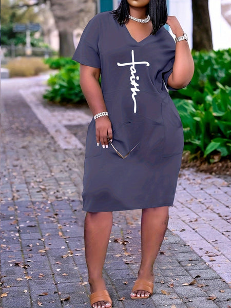 Plus Size V-Neck T-Shirt Dress
