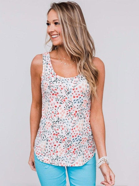 Plus Size Round Neck Floral Printed Pattern Chiffon Blouse