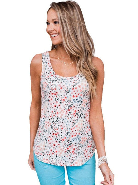 Plus Size Round Neck Floral Printed Pattern Chiffon Blouse