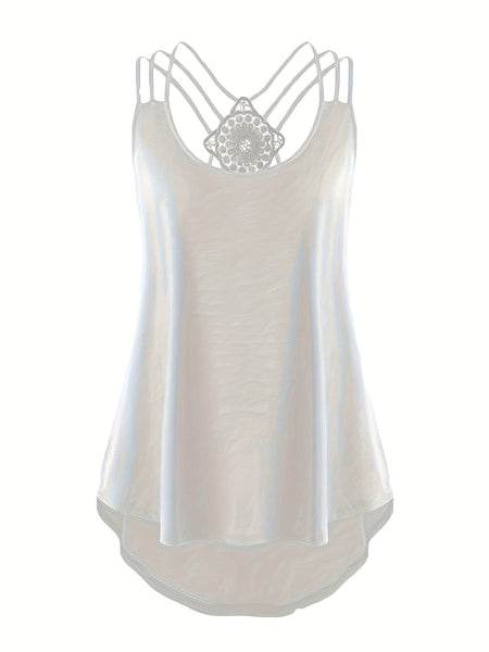 Women's Crochet Lace Back Plus Size Cami Top in Plus Size Tops