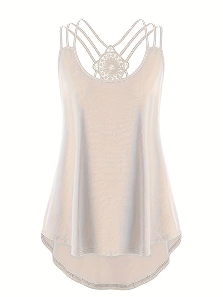 Women's Crochet Lace Back Plus Size Cami Top in Plus Size Tops