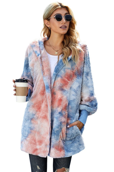 Women's Plush Hooded Pocket Zipper Coat in Coats with versatile layering silhouettes