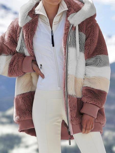 Warm Winter Sherpa Coat with Pockets