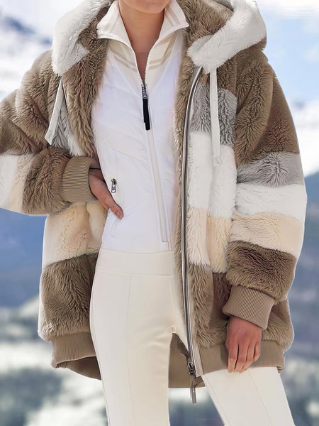 Women's Fuzzy Checkered Fleece Jacket