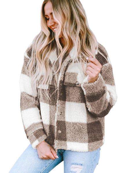Checkered Plush Fleece Jacket