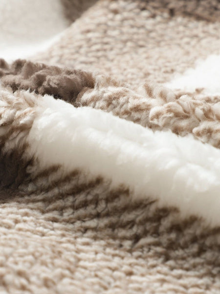 Women's Fuzzy Checkered Fleece Jacket