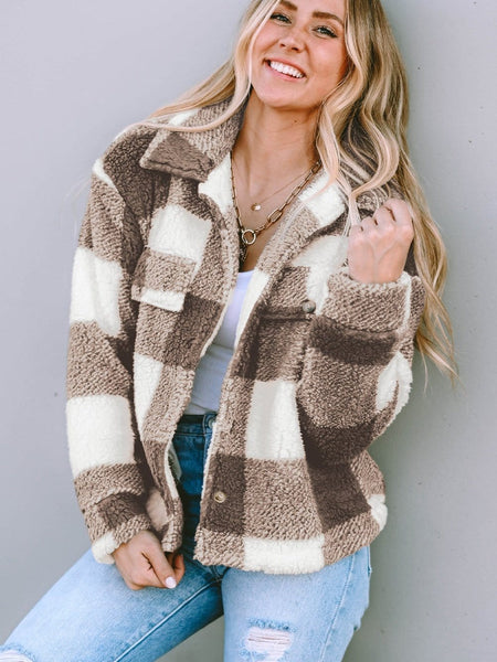Warm Winter Sherpa Coat with Pockets