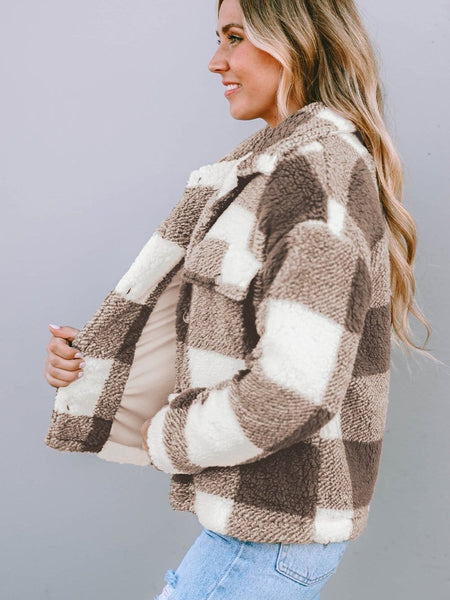 Checkered Plush Fleece Jacket