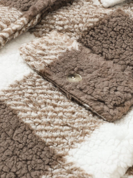 Checkered Plush Fleece Jacket