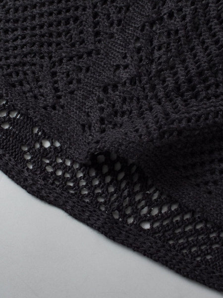 Pointelle Knit Black Scallop Trim Short Sleeve Top