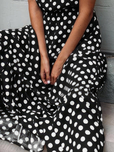 Polka Dot Print Round Neck Casual Dress with practical styling and dependable silhouette control.