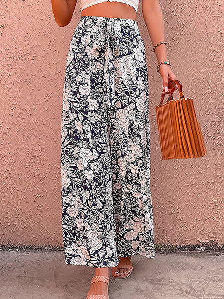 Printed High Waist Loose Fashion Micro Flared Pants