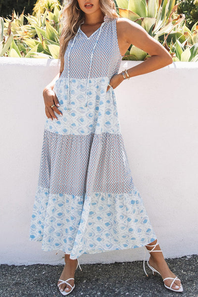 Printed Long Sleeve Loose Bohemian Dress