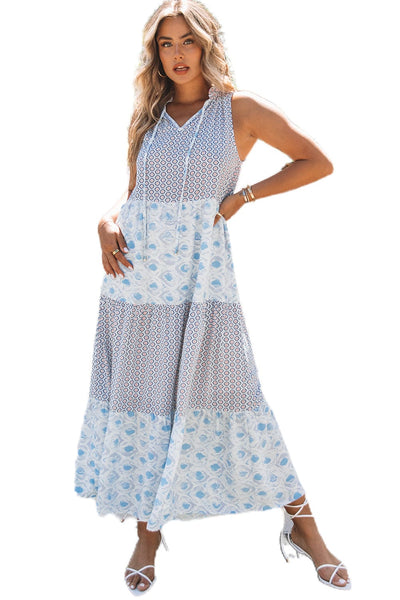 Printed Long Sleeve Loose Bohemian Dress