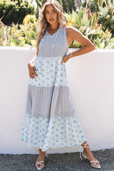 Printed Long Sleeve Loose Bohemian Dress