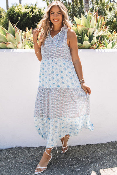 Printed Long Sleeve Loose Bohemian Dress
