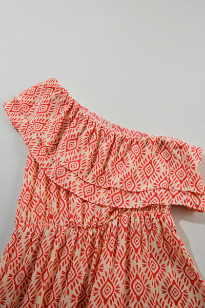 Printed Long Sleeve Loose Bohemian Dress