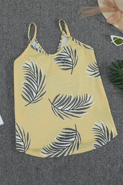 Printed Loose Sleeveless Jumpsuit - Square - Bare - Bateau