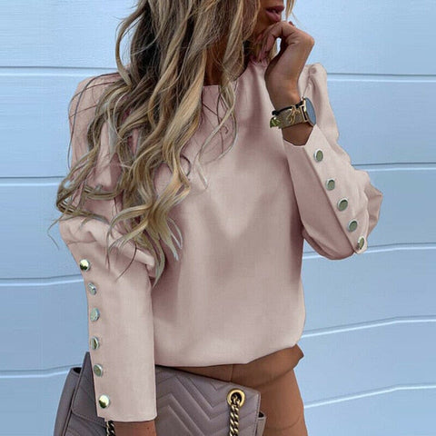 Button Sleeve Blouse