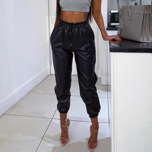 Leather Drawstring Joggers