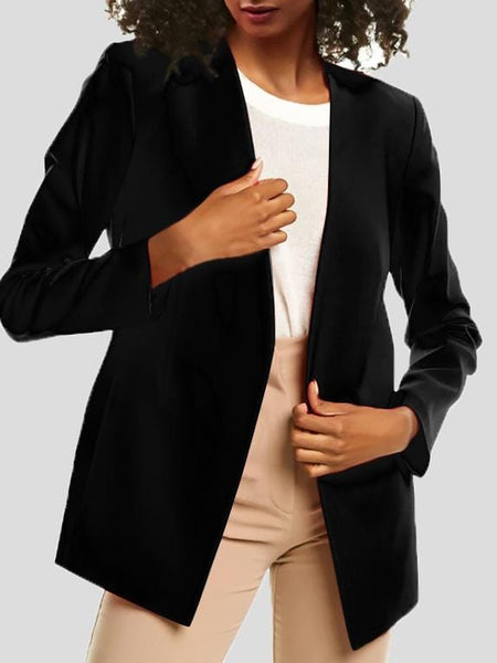 Women's Women’s Open-Front Collarless Longline Blazer
