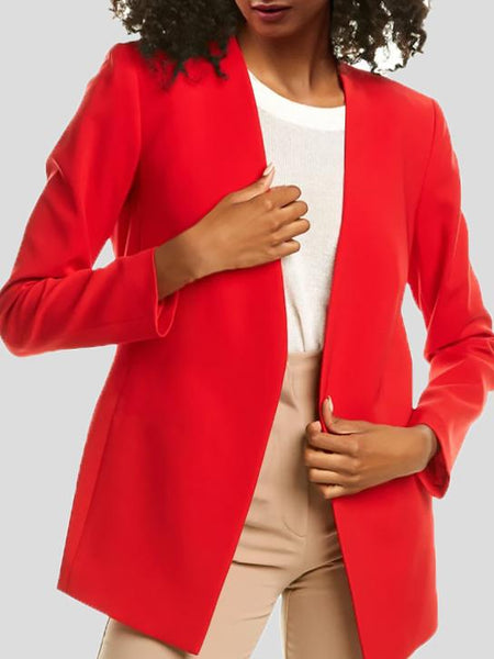Women's Women’s Open-Front Collarless Longline Blazer