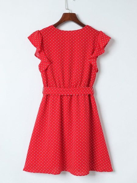 Round Neck Belted Long Sleeve Dress