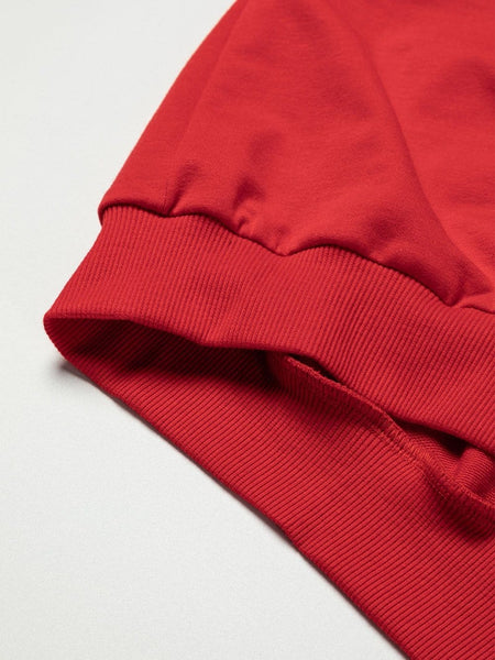 Red Bishop Sleeve Button Detail Sheath Top