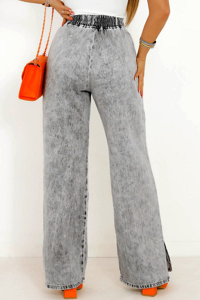 Relaxed Fit Grey Wide Leg Denim Pants