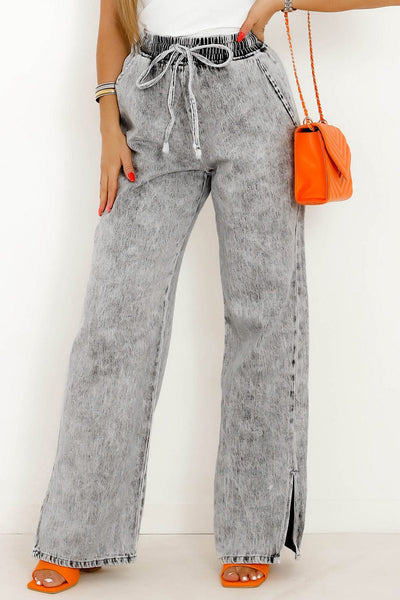 Relaxed Fit Grey Wide Leg Denim Pants