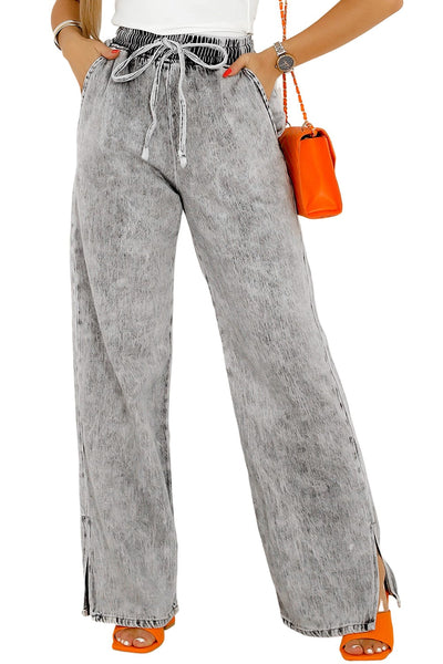 Relaxed Fit Grey Wide Leg Denim Pants