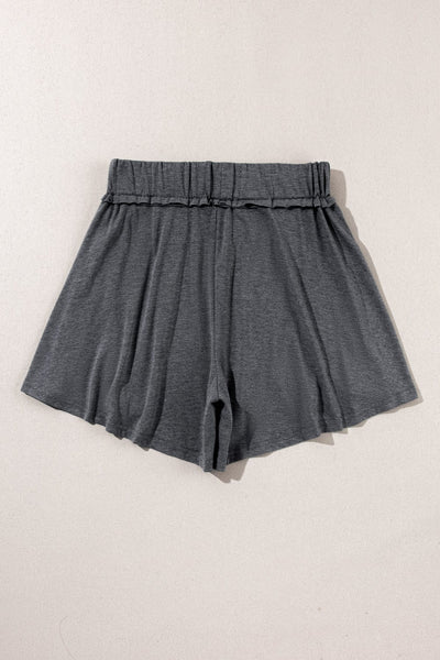 Solid Elastic Band High Waist Yoga Running Shorts