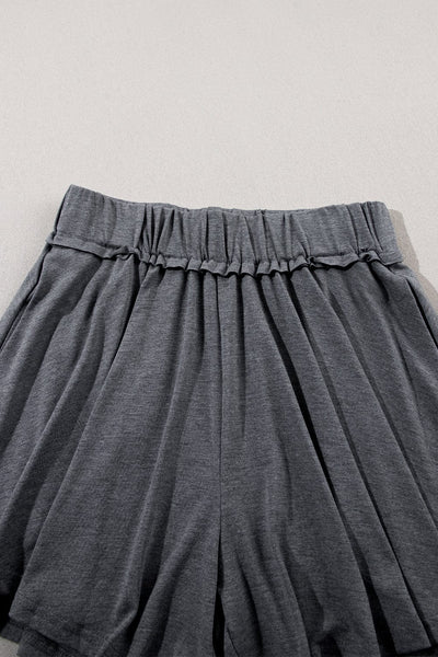 Solid Elastic Band High Waist Yoga Running Shorts